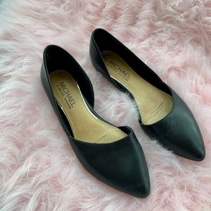 Black pointed toe flats